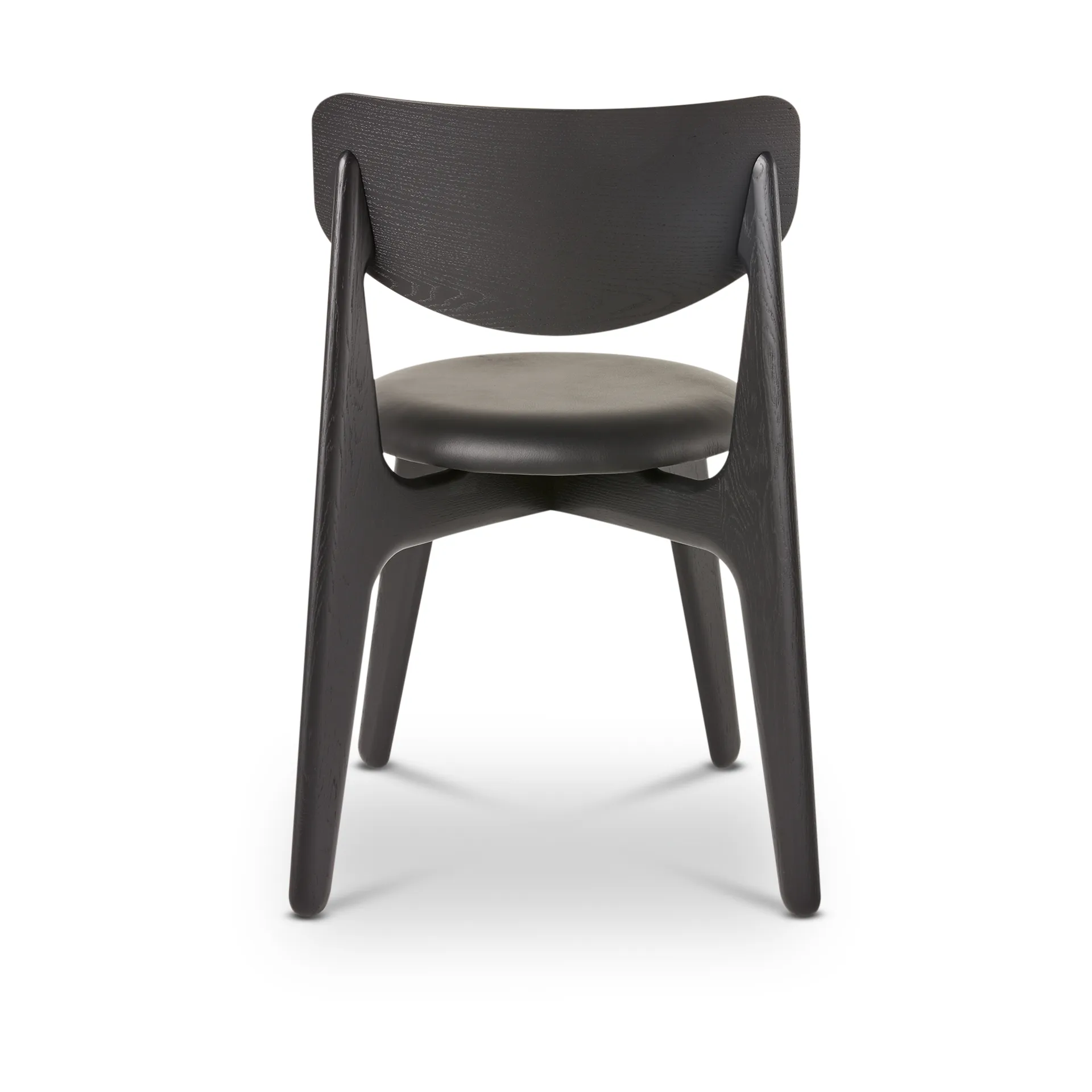 Silla de comedor Slab con asiento tapizado, Roble negro-cuero negro Tom Dixon