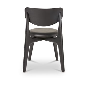 Silla de comedor Slab con asiento tapizado - Roble negro-cuero negro - Tom Dixon