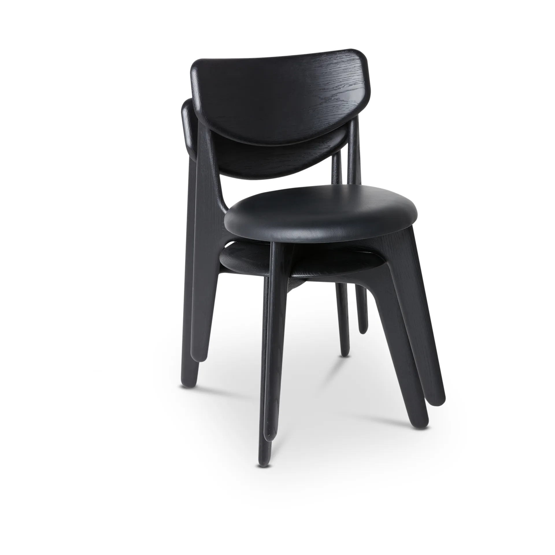 Silla de comedor Slab con asiento tapizado, Roble negro-cuero negro Tom Dixon