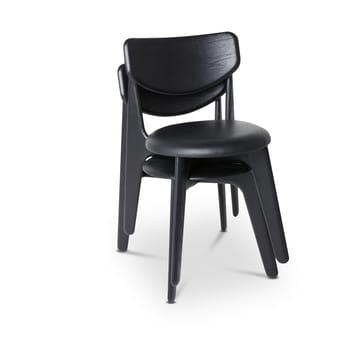 Silla de comedor Slab con asiento tapizado - Roble negro-cuero negro - Tom Dixon