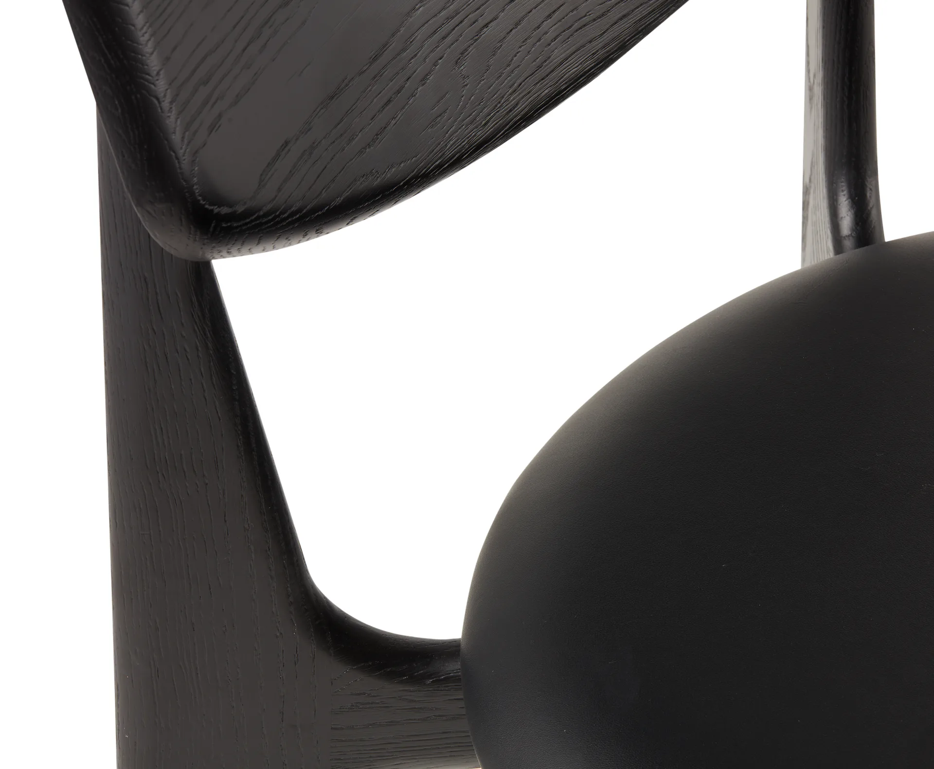 Silla de comedor Slab con asiento tapizado, Roble negro-cuero negro Tom Dixon