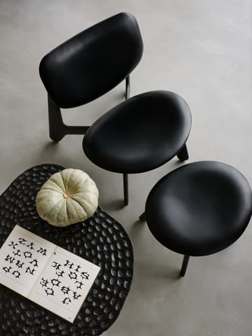 Sillón lounge con asiento tapizado Slab - Fresno negro-piel negra - Tom Dixon