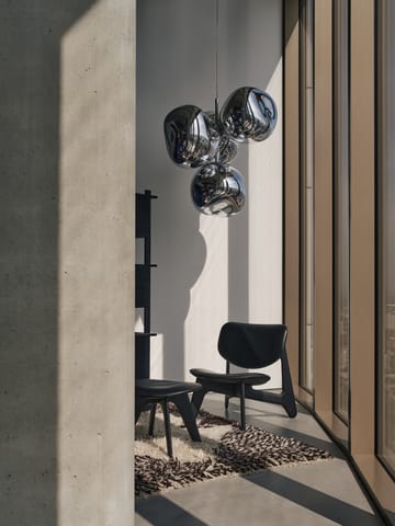 Sillón lounge con asiento tapizado Slab - Fresno negro-piel negra - Tom Dixon