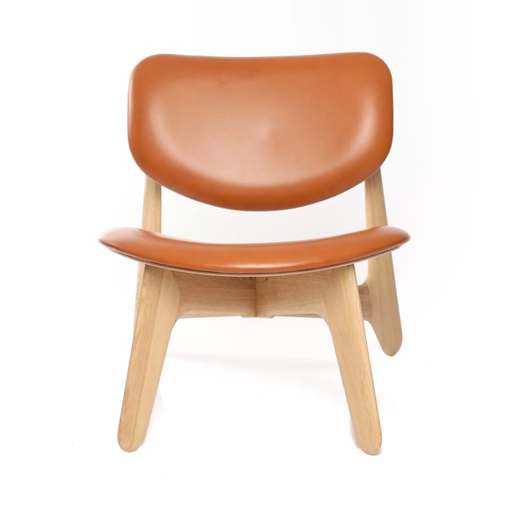 Sillón lounge con asiento tapizado Slab - Roble natural-cuero coñac - Tom Dixon