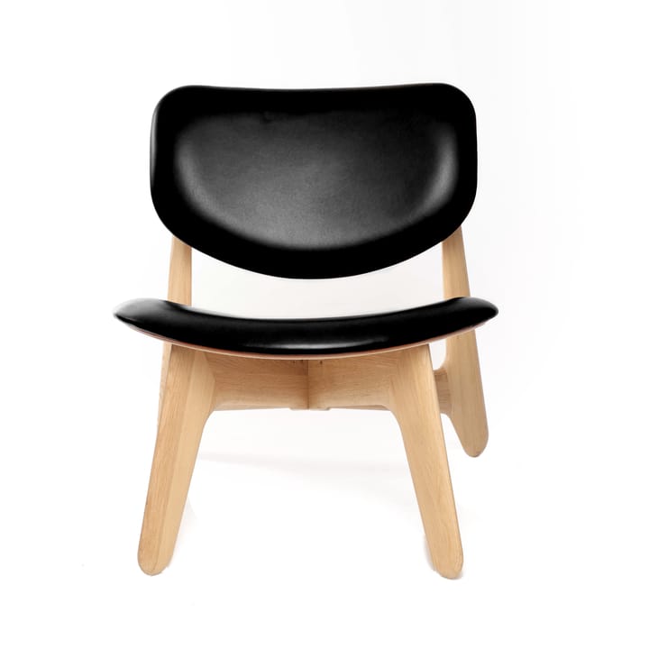 Sillón lounge con asiento tapizado Slab, Roble natural-cuero negro Tom Dixon