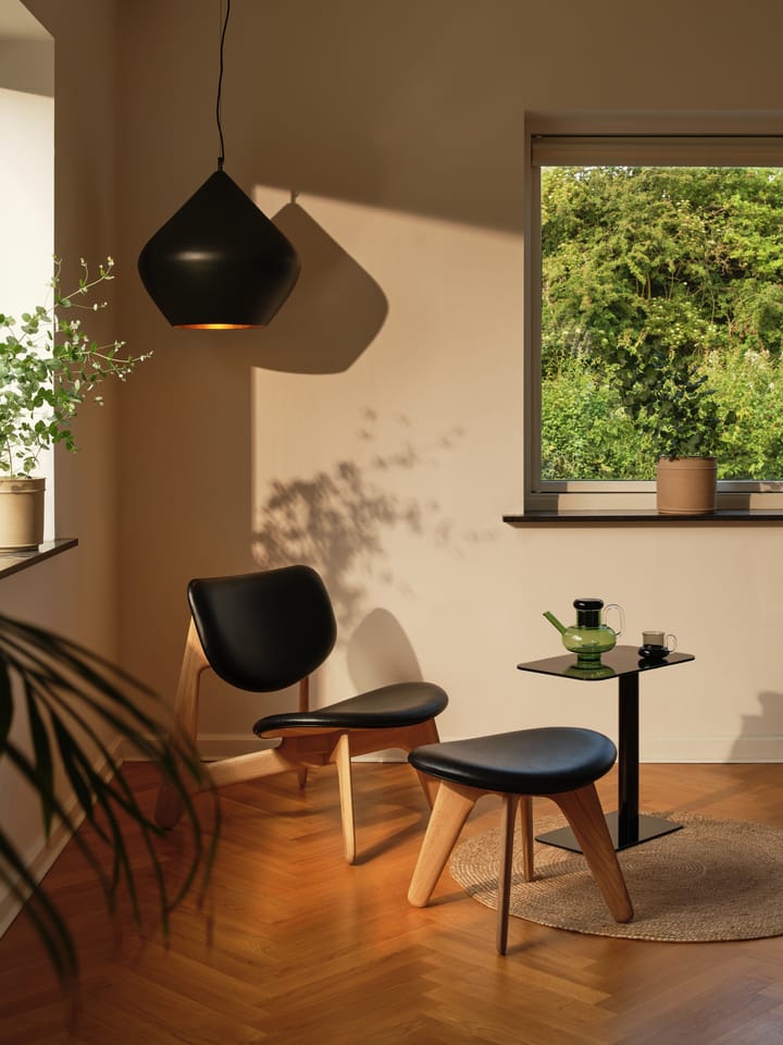 Sillón lounge con asiento tapizado Slab, Roble natural-cuero negro Tom Dixon