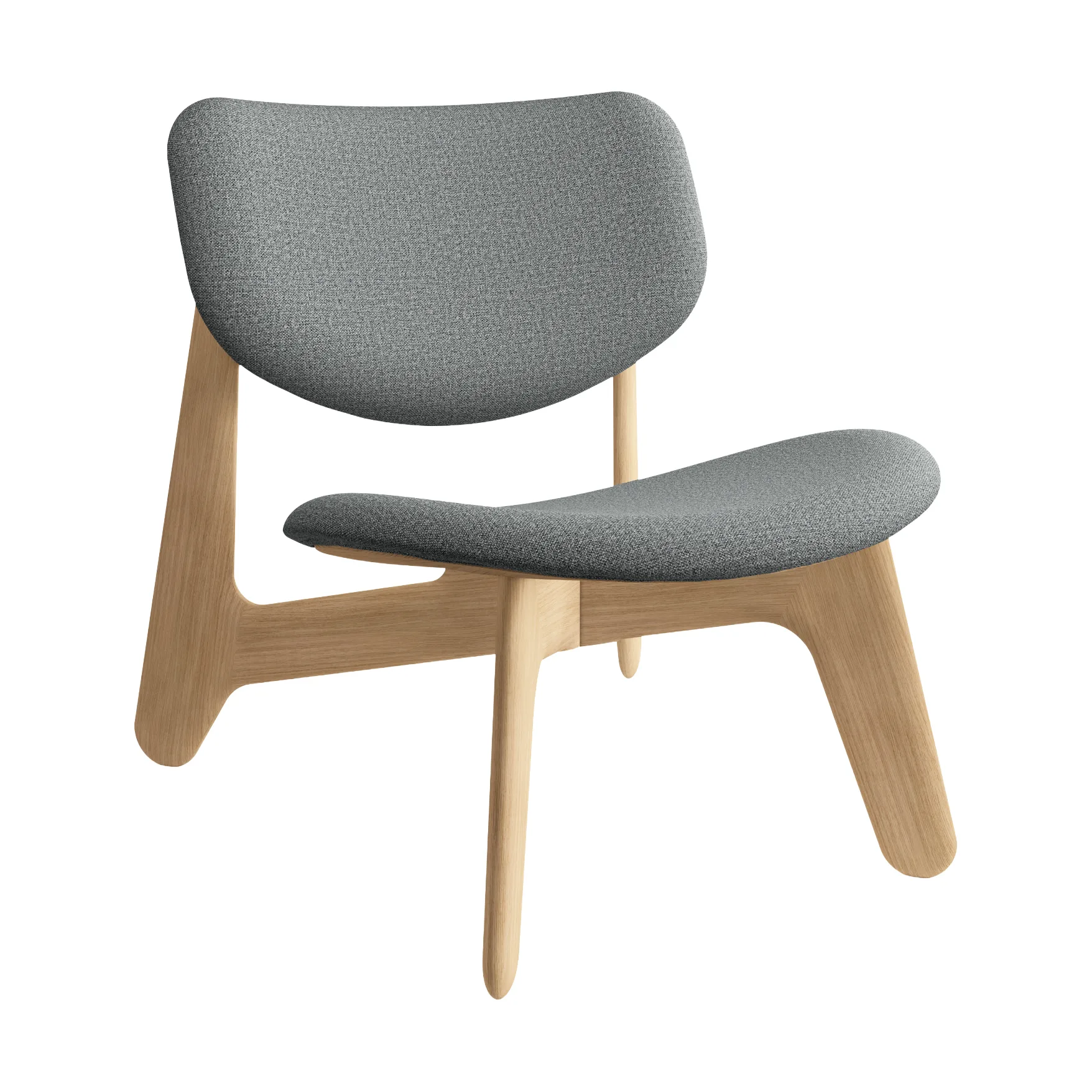Sillón lounge Slab con asiento tapizado, Roble natural cepillado-Hallingdal 0130 gris medio Tom Dixon