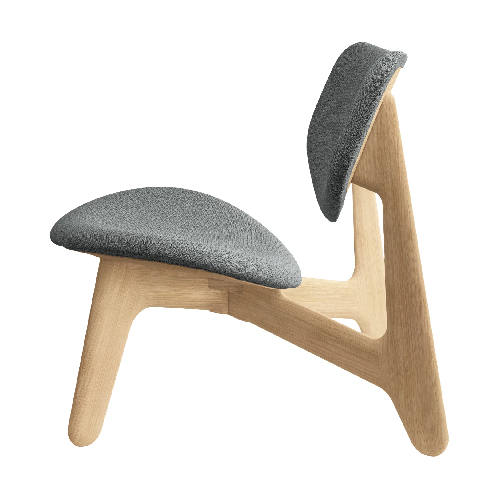Sillón lounge Slab con asiento tapizado, Roble natural cepillado-Hallingdal 0130 gris medio Tom Dixon