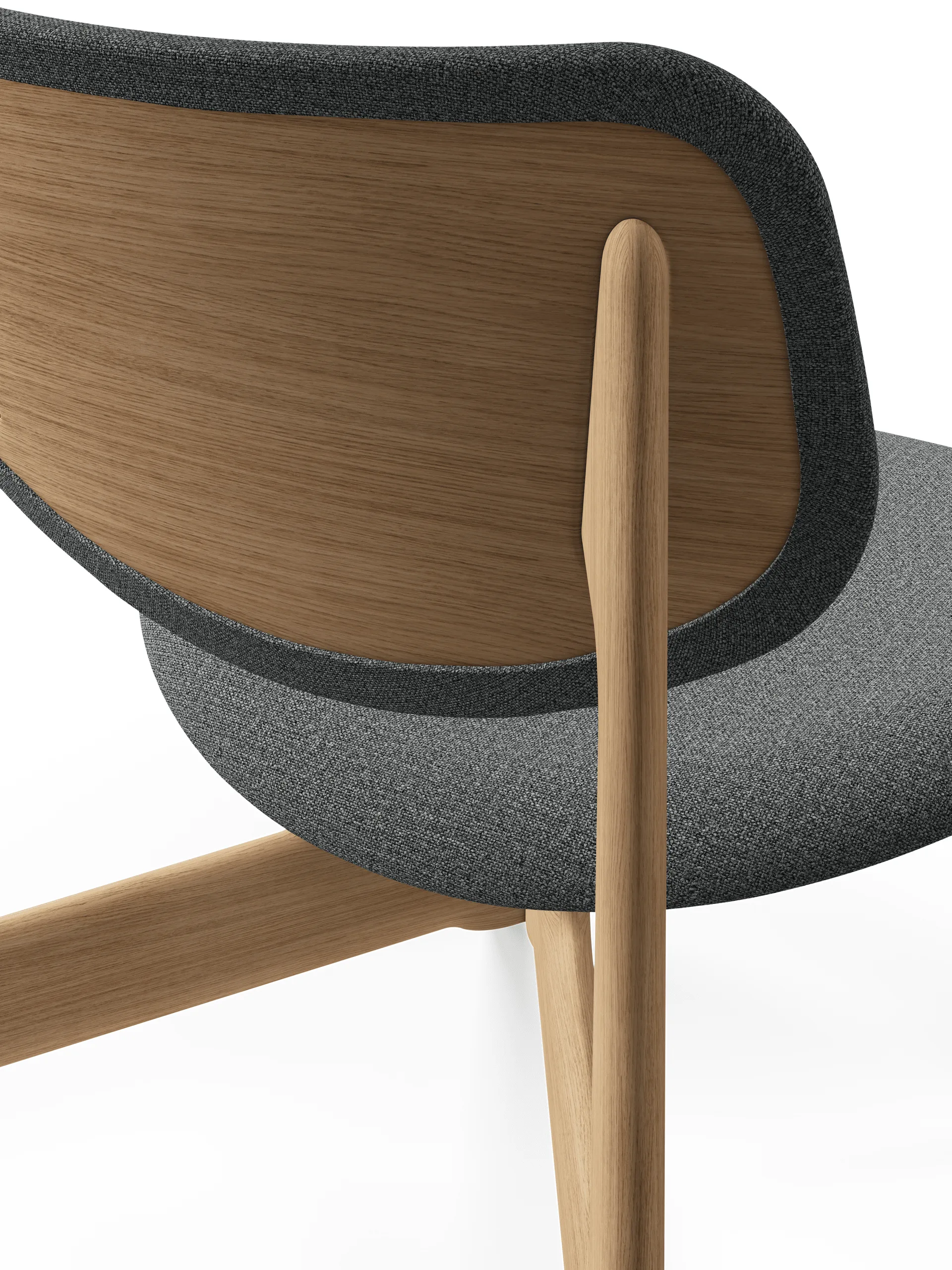 Sillón lounge Slab con asiento tapizado, Roble natural cepillado-Hallingdal 0130 gris medio Tom Dixon