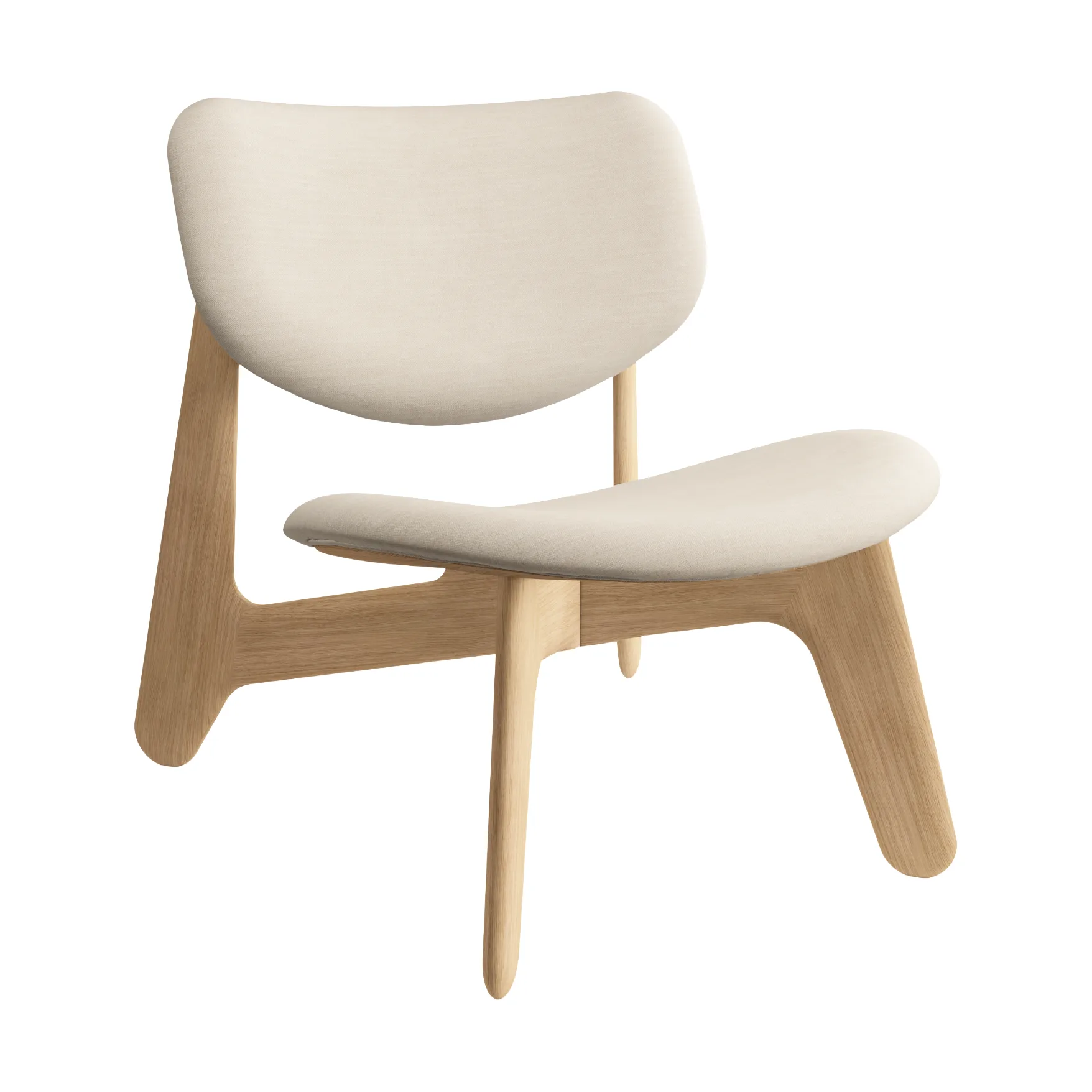 Sillón lounge Slab con asiento tapizado, Roble natural cepillado-Linara 05 CMHR Crema Tom Dixon