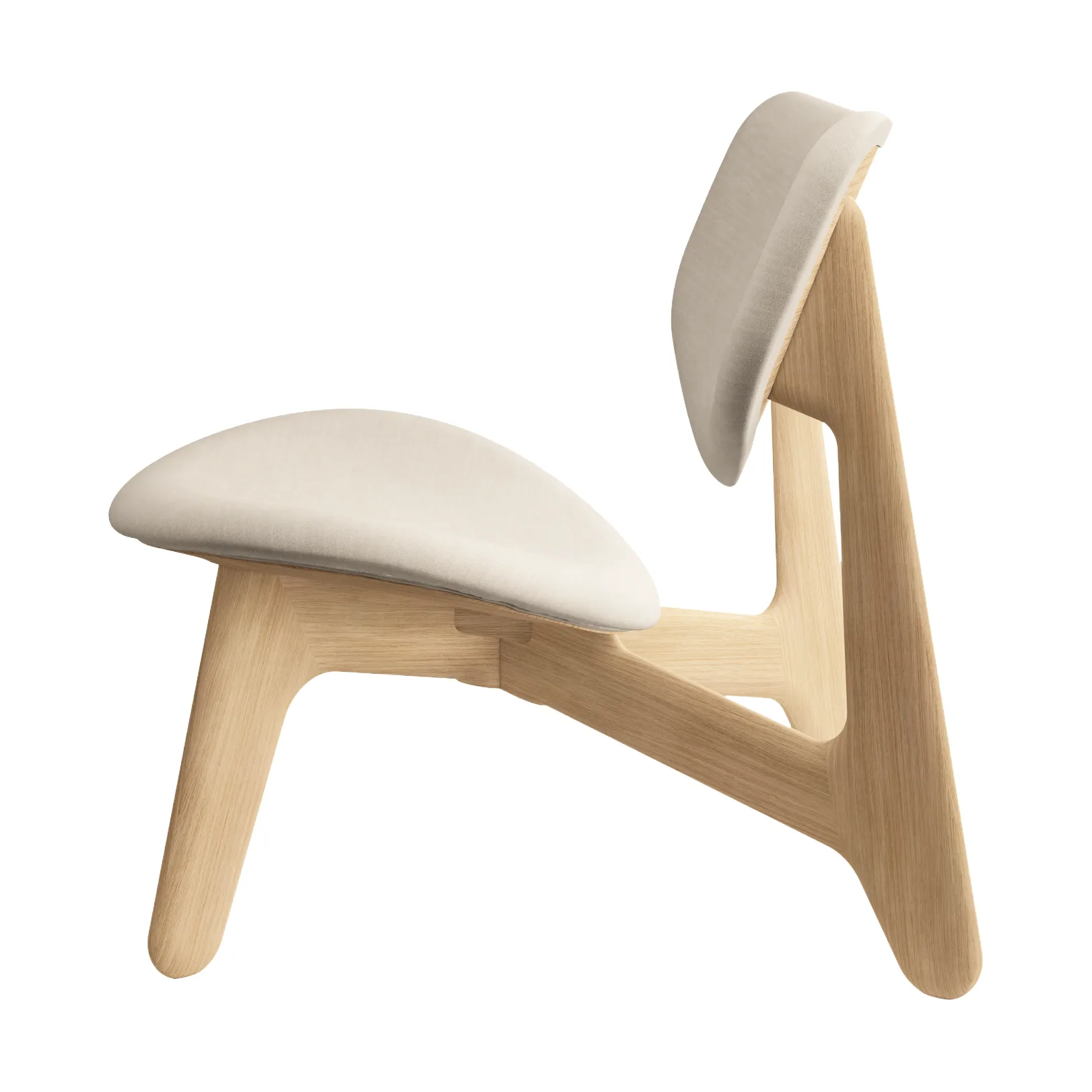 Sillón lounge Slab con asiento tapizado, Roble natural cepillado-Linara 05 CMHR Crema Tom Dixon
