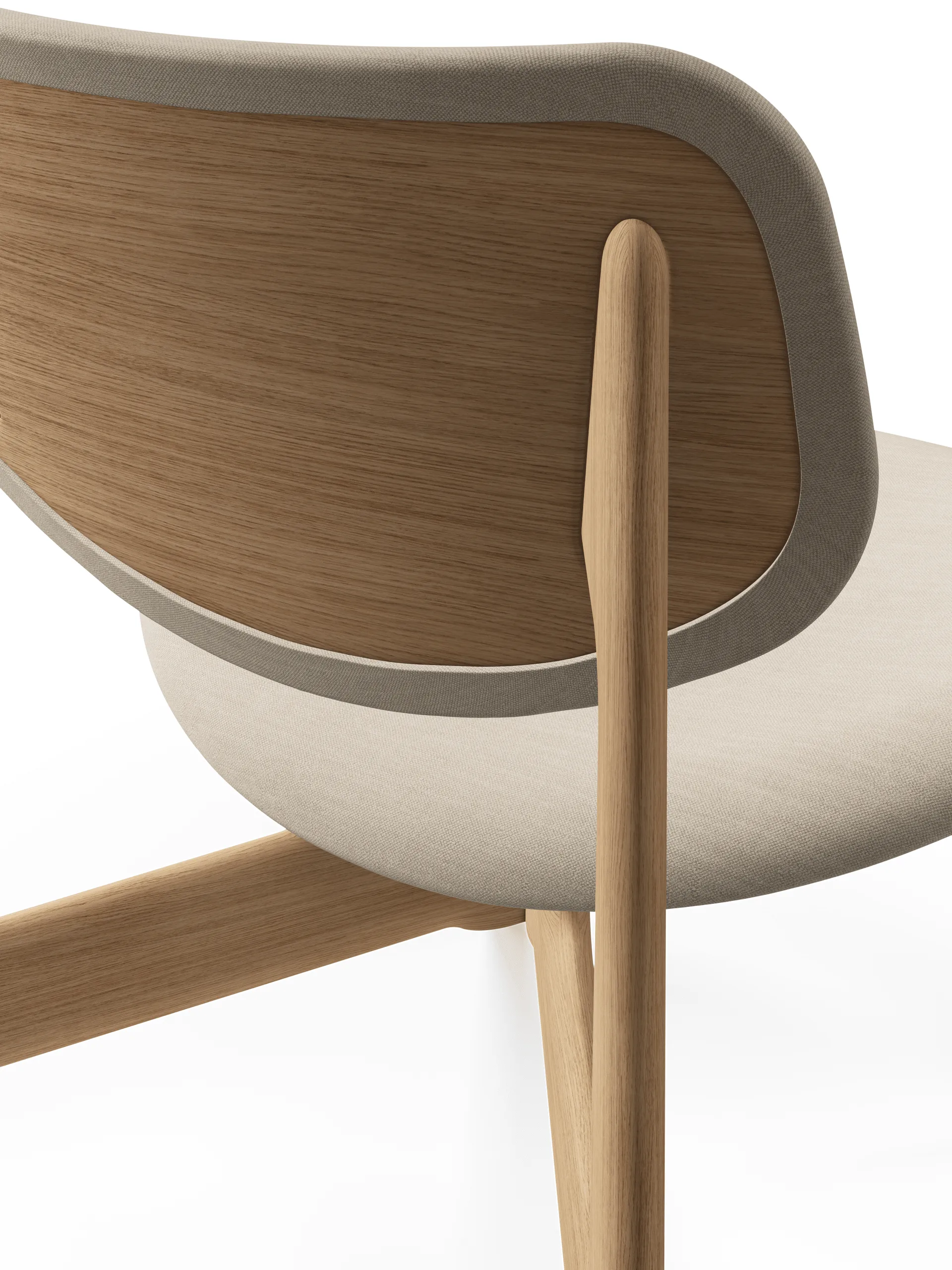 Sillón lounge Slab con asiento tapizado, Roble natural cepillado-Linara 05 CMHR Crema Tom Dixon