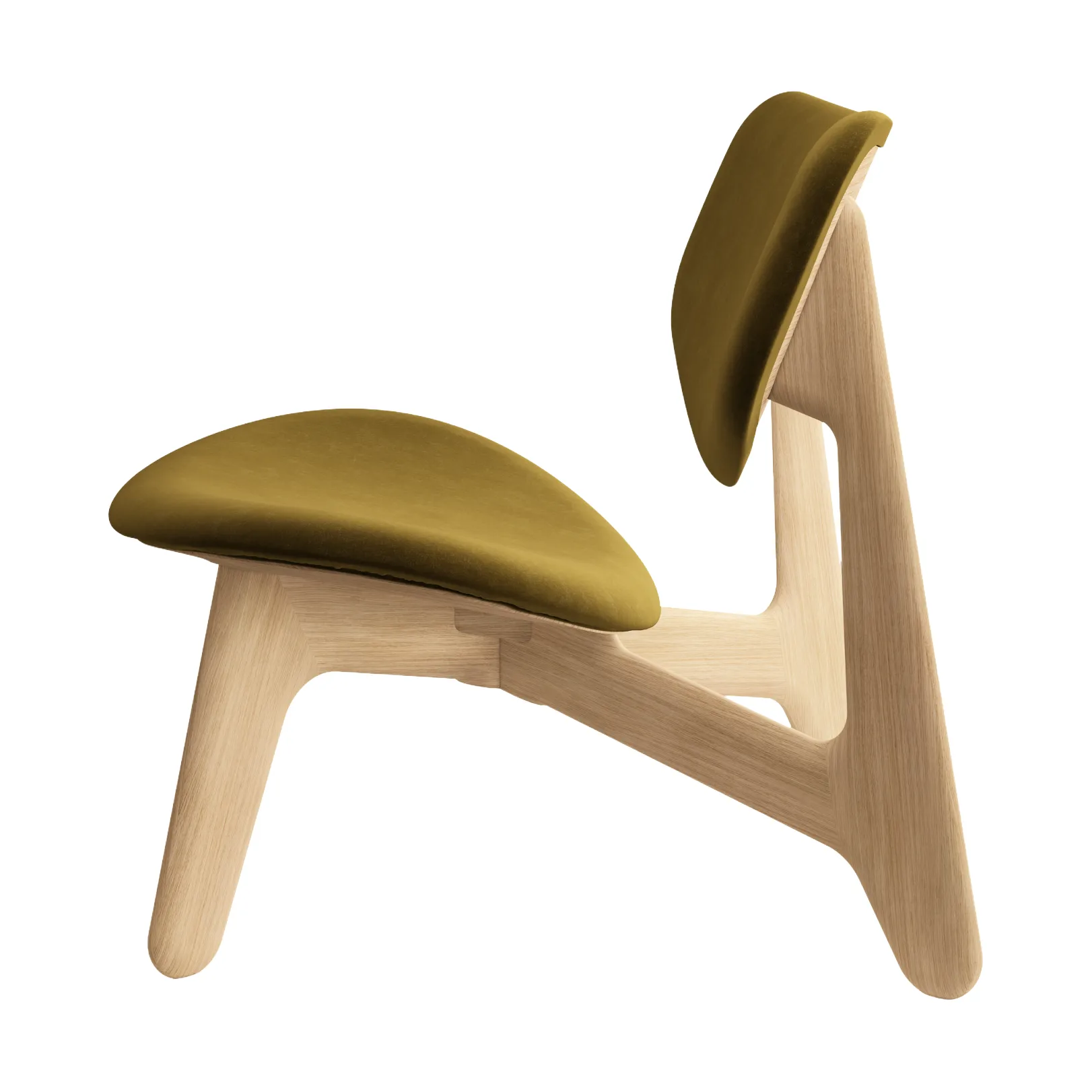 Sillón lounge Slab con asiento tapizado, Roble natural cepillado-Royal 0162 CMHR Caqui Tom Dixon