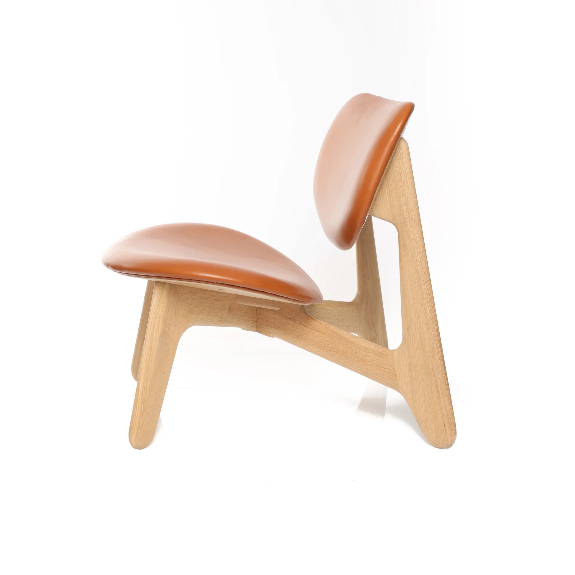 Sillón lounge Slab con asiento tapizado, Roble natural-cuero coñac Tom Dixon