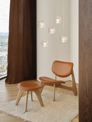 Sillón lounge Slab con asiento tapizado - Roble natural-cuero coñac - Tom Dixon