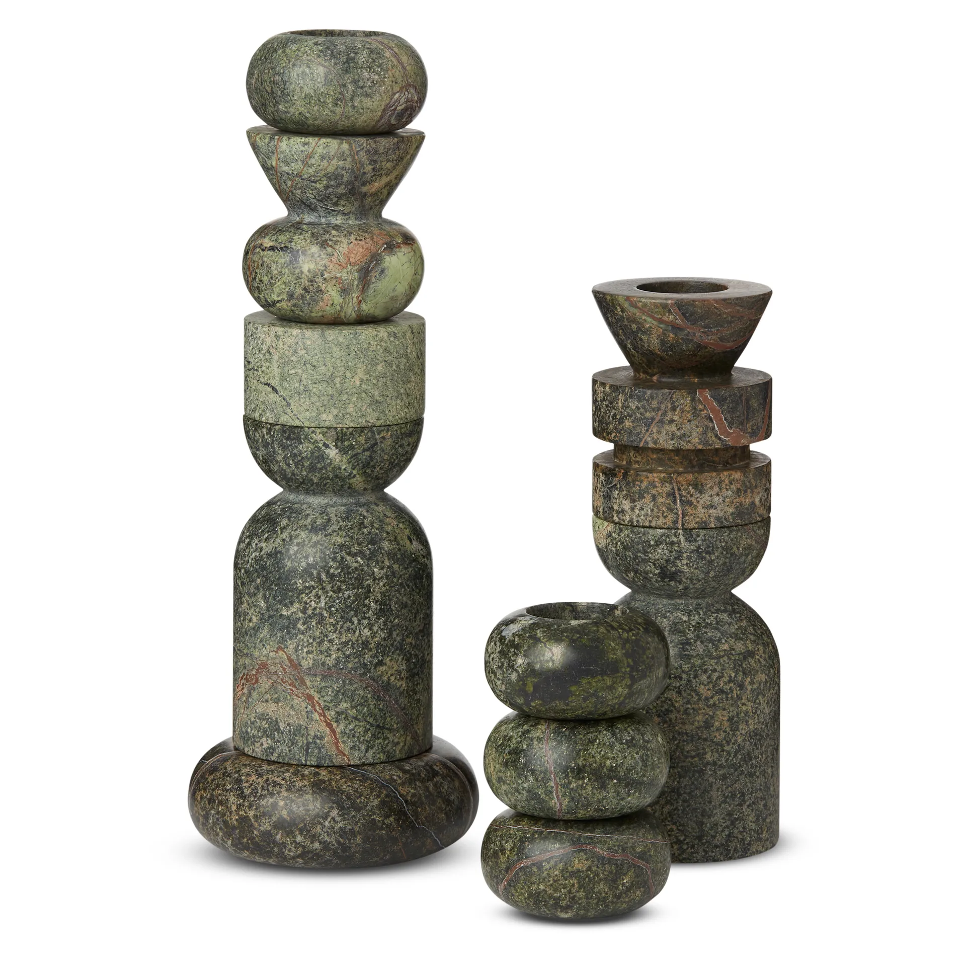Stone Stacking candelabro de 5 piezas, Verde Tom Dixon