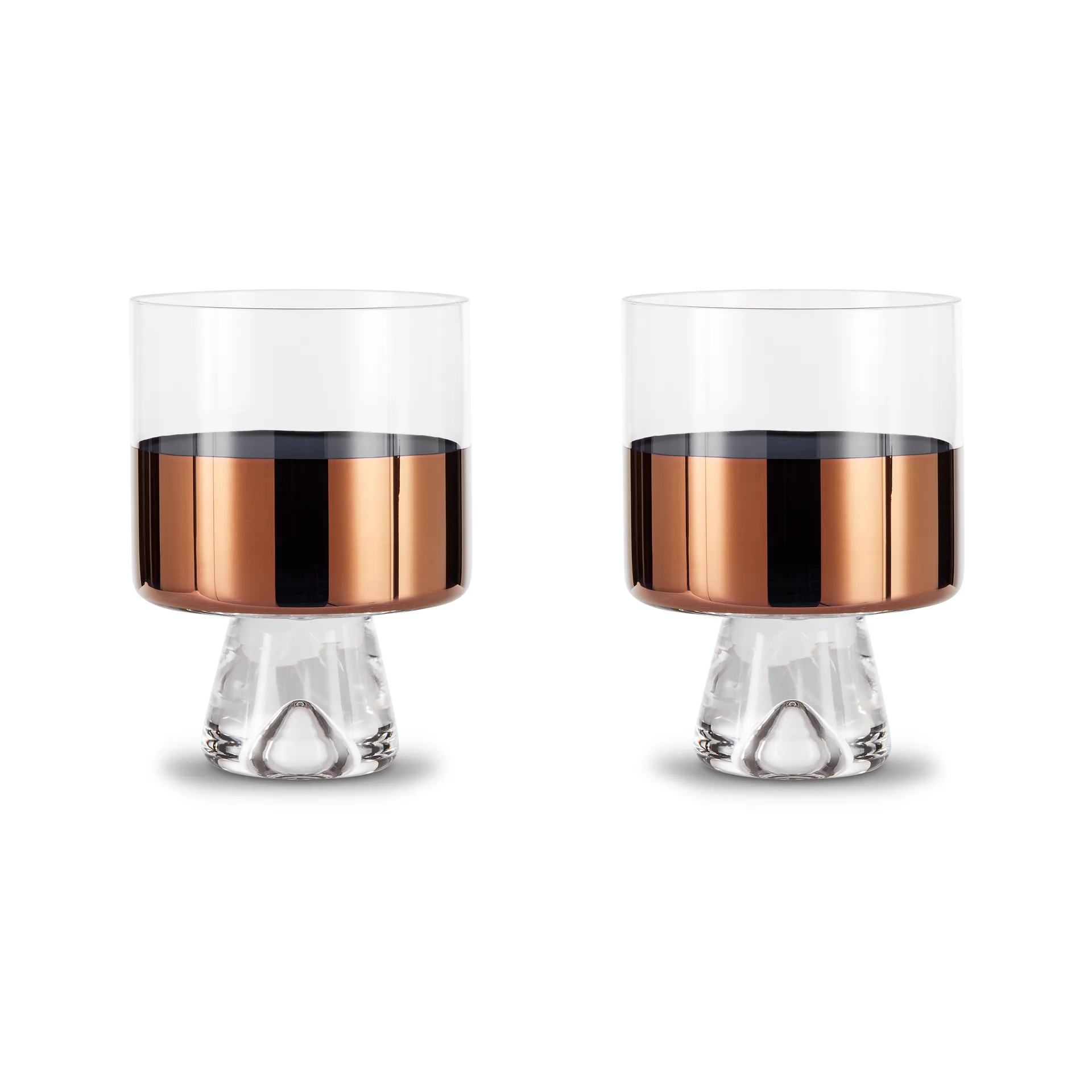 Vaso Tank Low Ball  24 cl pack de 2, Transparente-cobre Tom Dixon