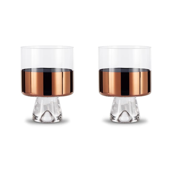 Vaso Tank Low Ball  24 cl pack de 2 - Transparente-cobre - Tom Dixon
