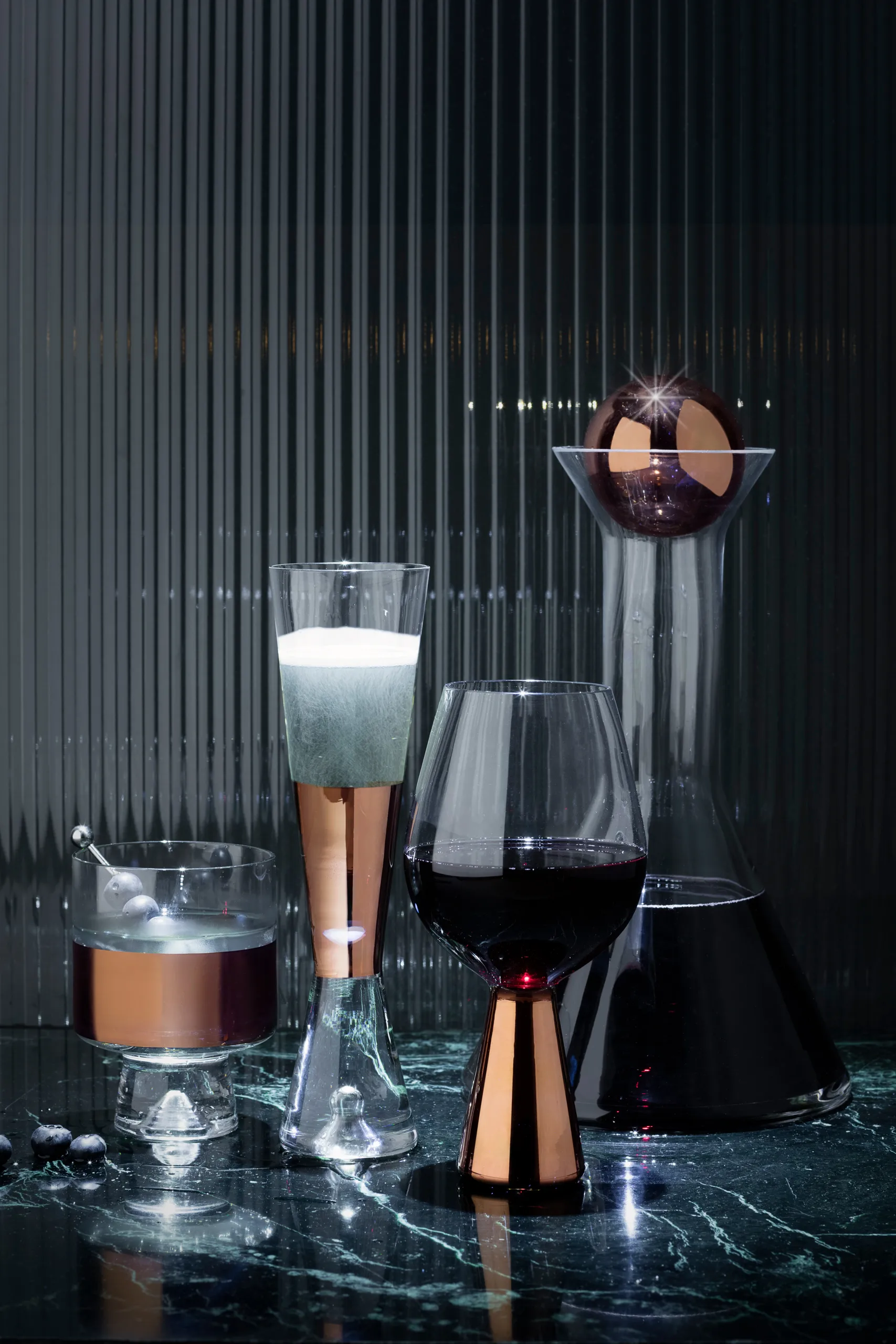 Vaso Tank Low Ball  24 cl pack de 2, Transparente-cobre Tom Dixon
