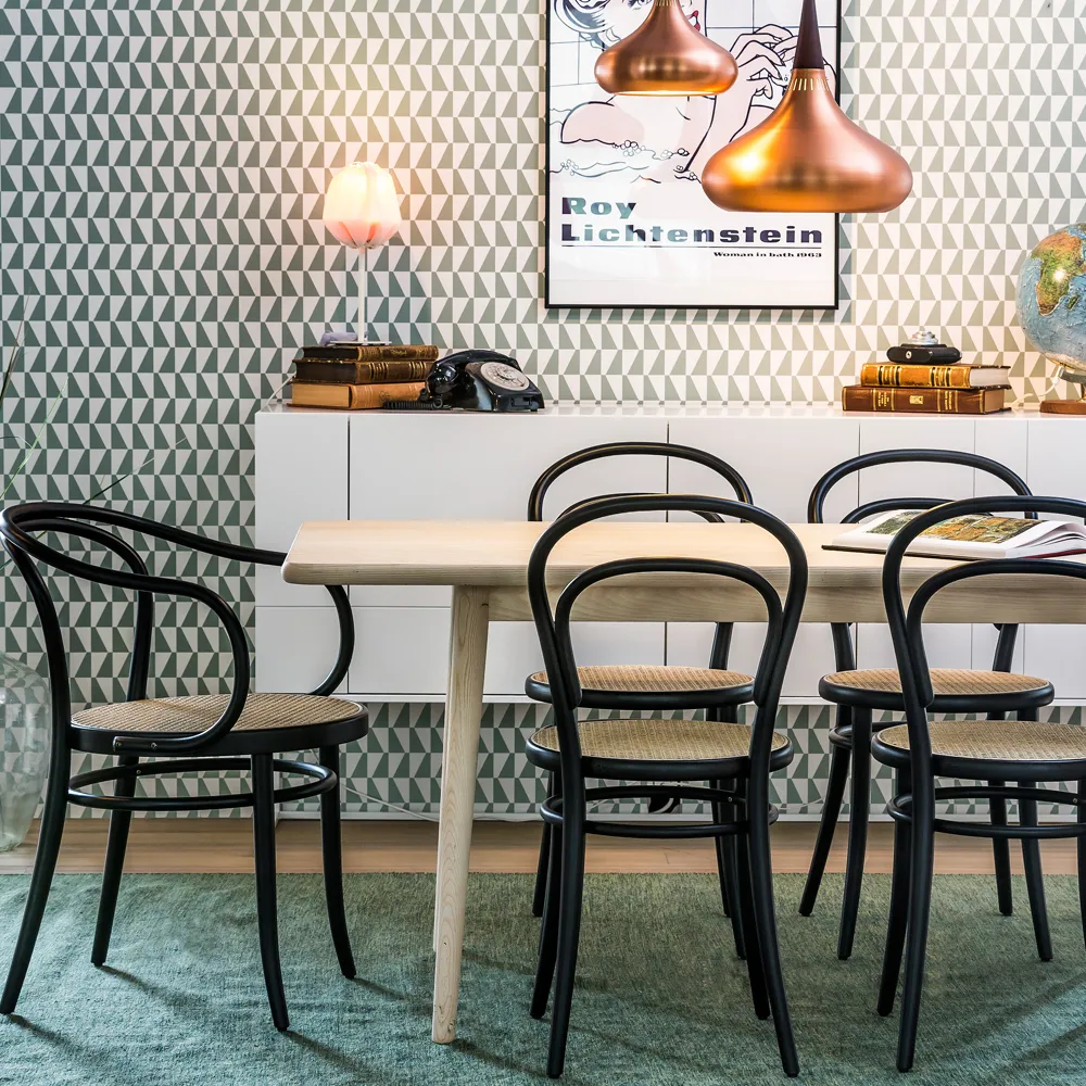 Sillón asiento de mimbre Ton no.30, Barniz blanco B20-asiento ratán New Rotting TON