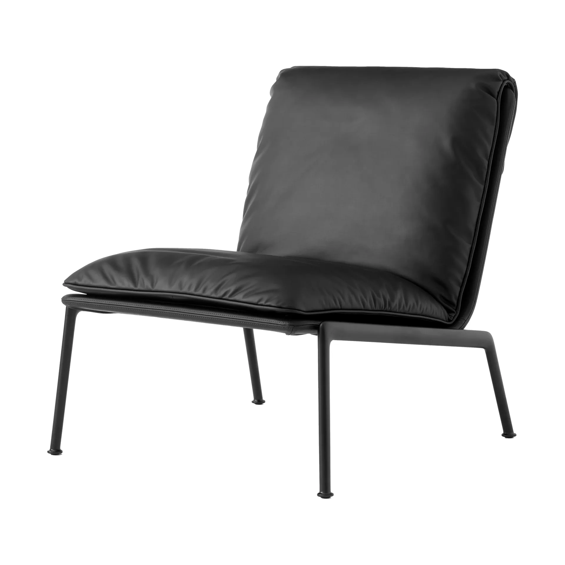 Butaca lounge Muno LN18, Dark chrome-Noble leather Black &Tradition
