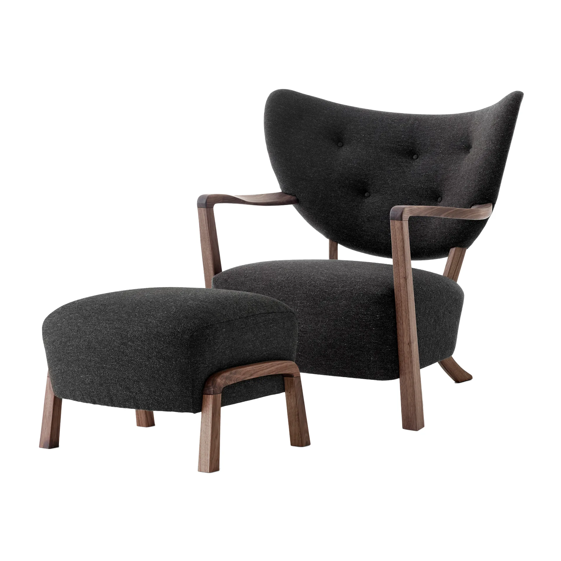 Butaca Lounge Wulff Lounge Chair ATD2 incl. puf ATD3, nogal aceitado-Hallingdal &Tradition