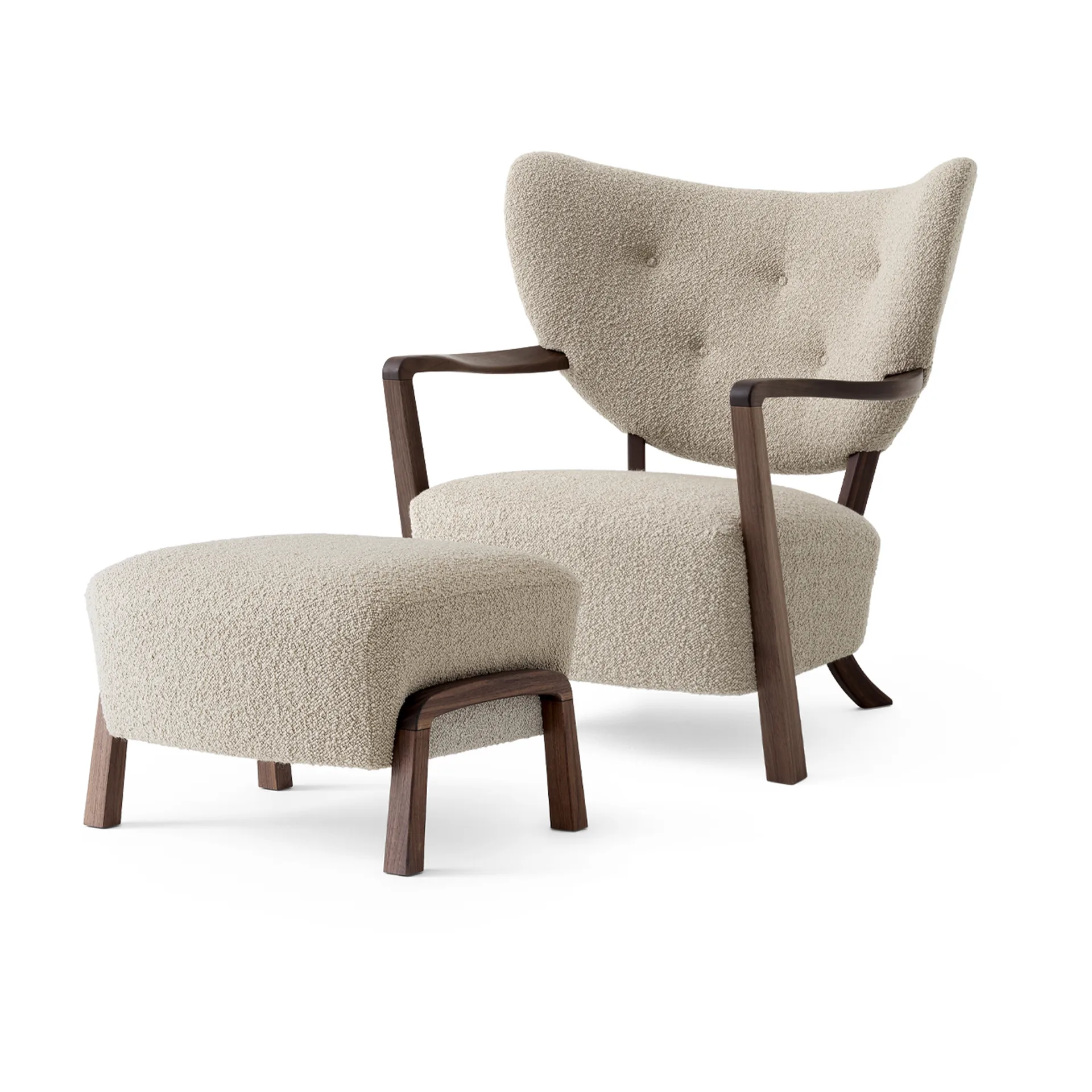 Butaca Lounge Wulff Lounge Chair ATD2 incl. puf ATD3, nogal aceitado-Karakorum &Tradition