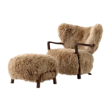 Butaca Lounge Wulff Lounge Chair ATD2 incl. puf ATD3 - Nogal tratado-Sheepskin honey - &Tradition