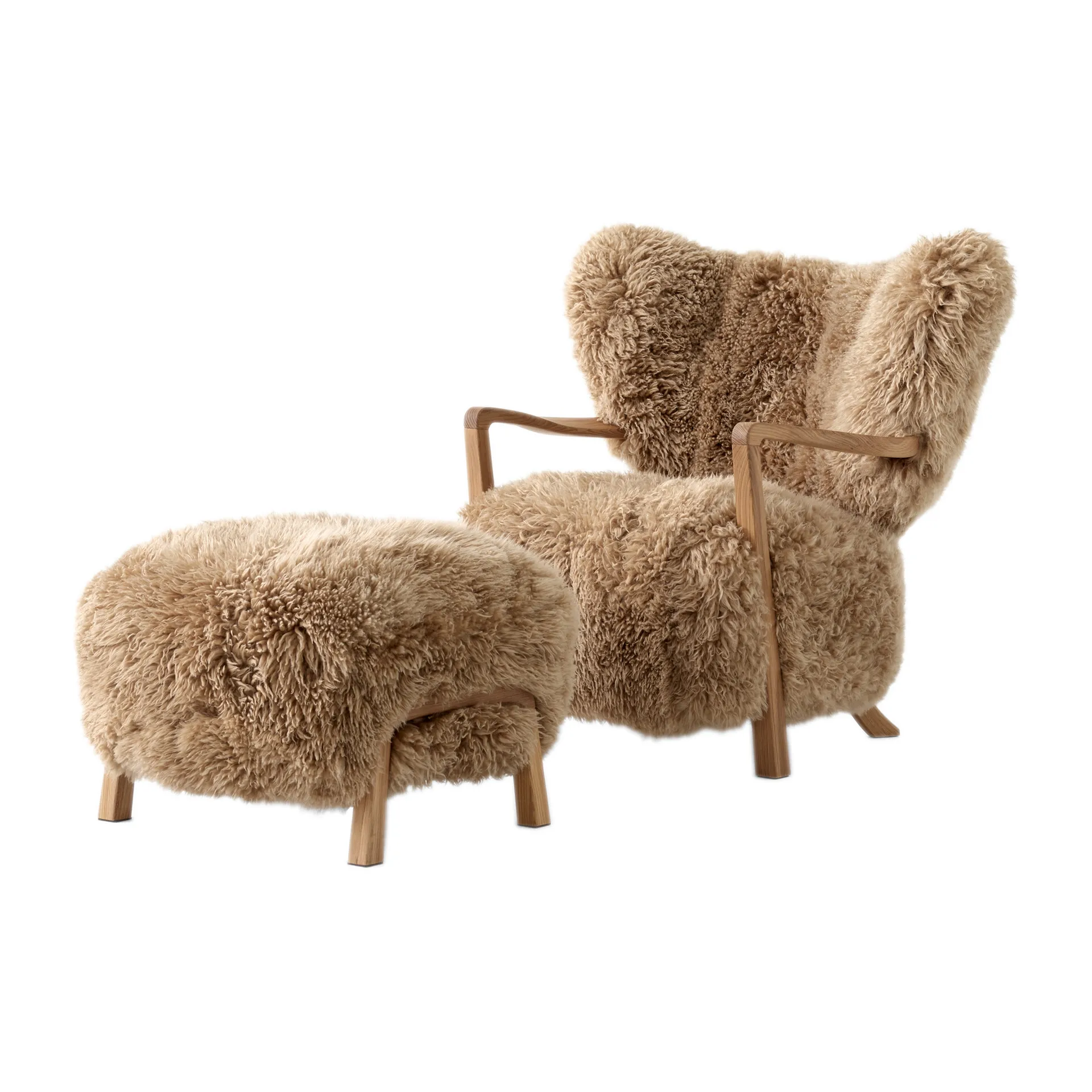 Butaca Lounge Wulff Lounge Chair ATD2 incl. puf ATD3, Roble tratado-Sheepskin honey &Tradition