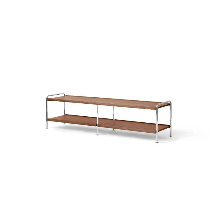Estantería consola Alima NDS4 - Nogal lacado-cromo, 162x42x38 cm - &Tradition