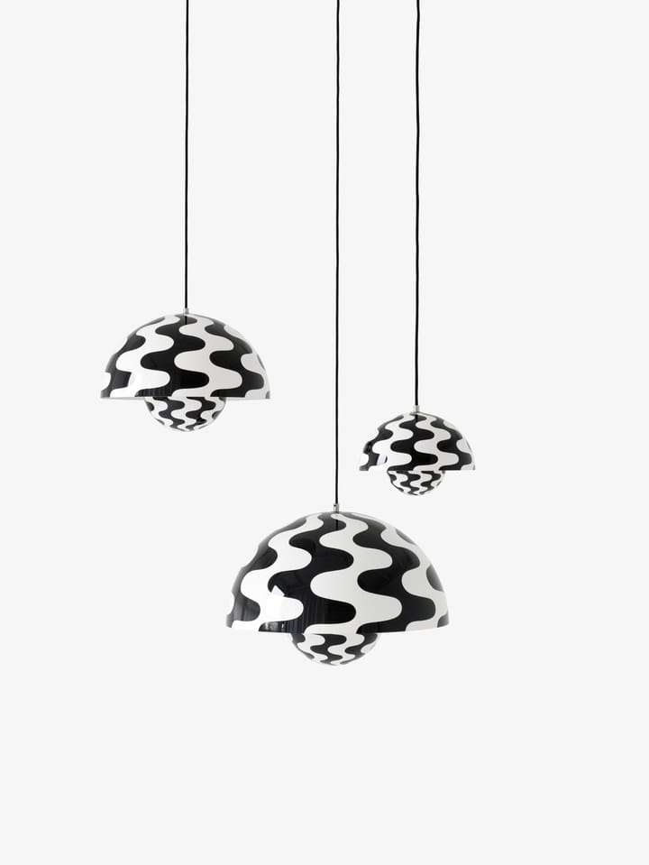 Lámpara colgante FlowerPot VP2 grande, Black-white pattern &Tradition