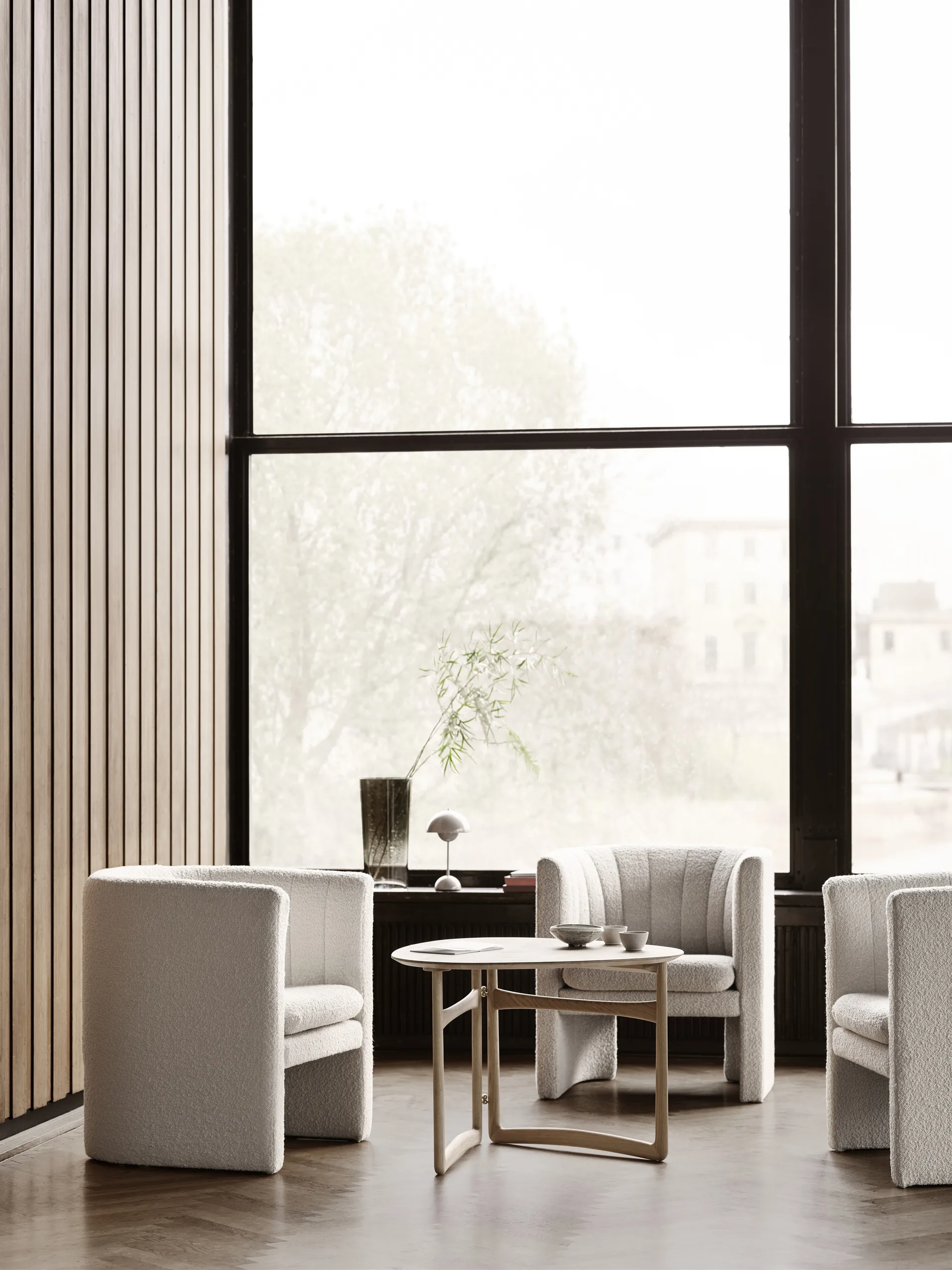 Lámpara de mesa Flowerpot portable VP9, Grey beige &Tradition