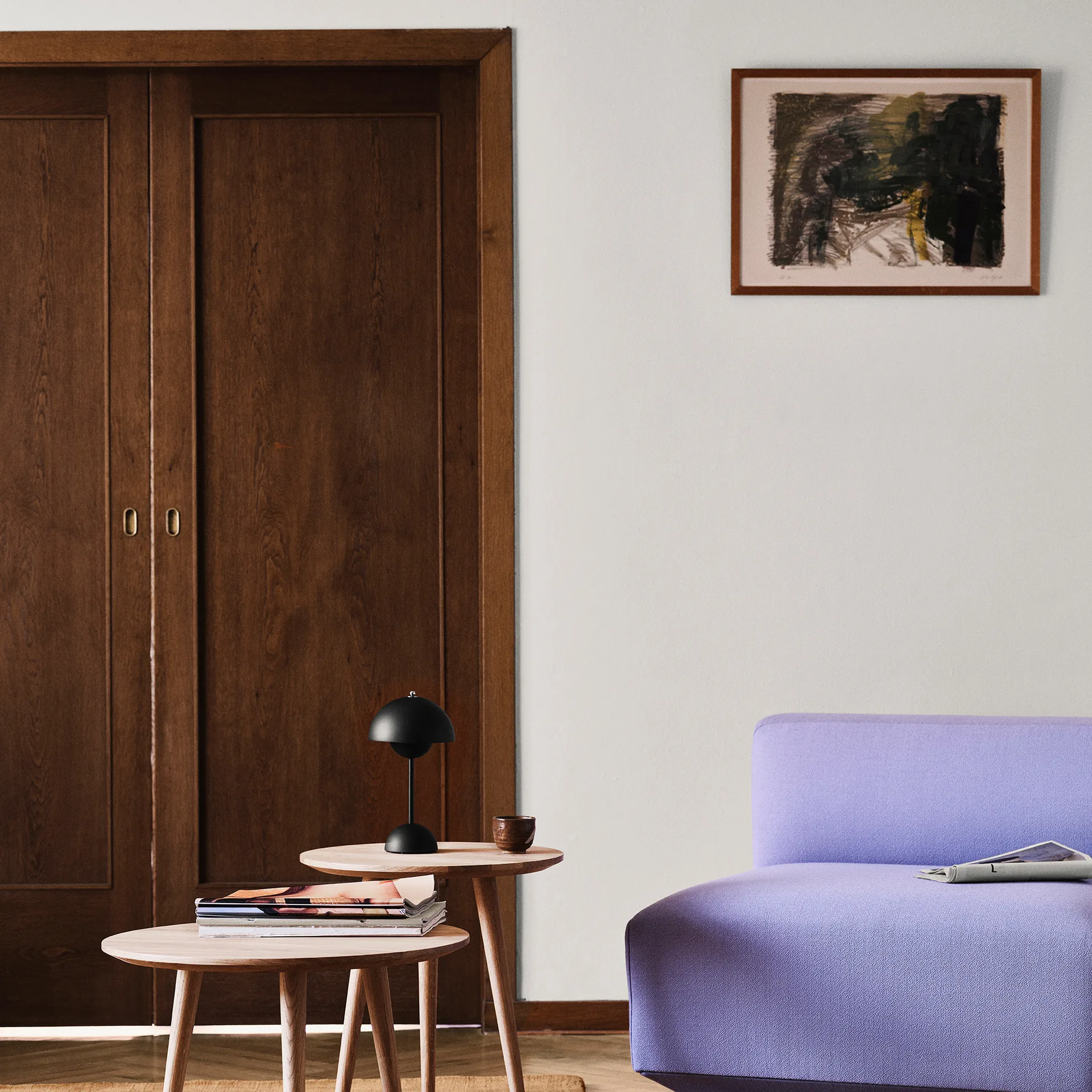 Lámpara de mesa Flowerpot portable VP9, Matt black &Tradition