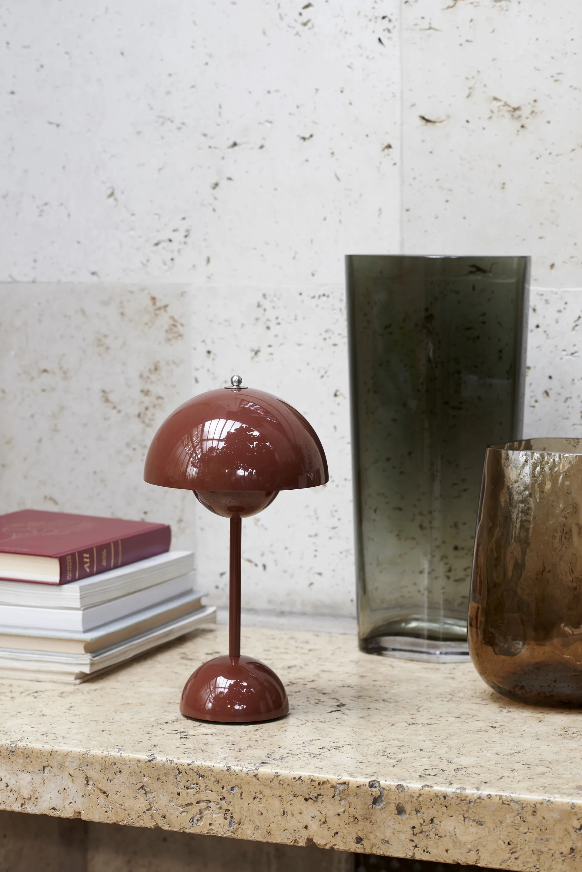 Lámpara de mesa Flowerpot portable VP9, Red brown &Tradition