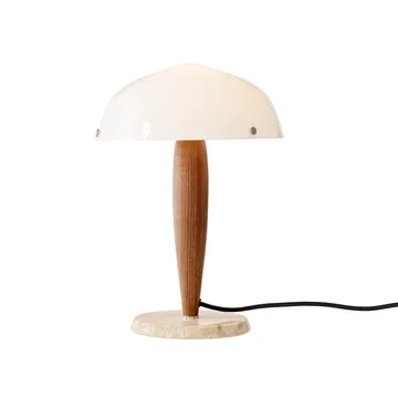 Lámpara de mesa Herman SHY3 - nogal y mármol crema, cable textil - &Tradition