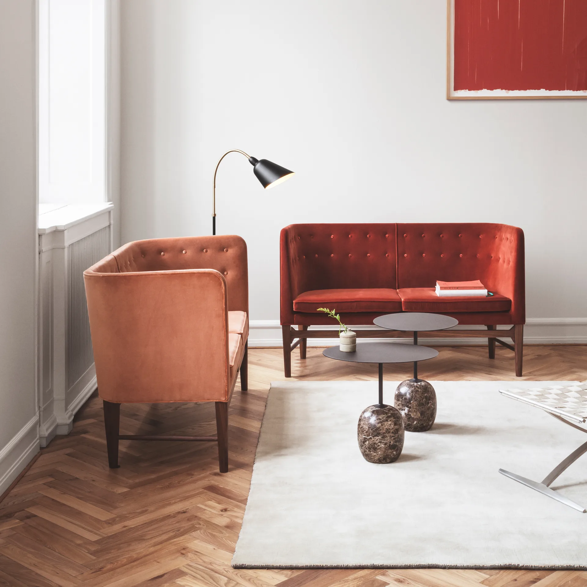 Lámpara de pie Bellevue AJ7, Negro-latón &Tradition