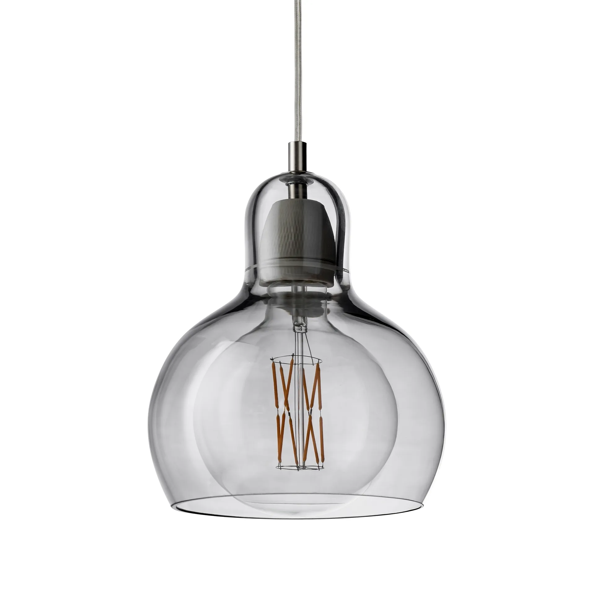 Lámpara techo Mega Bulb, Silver-cable transparente &Tradition