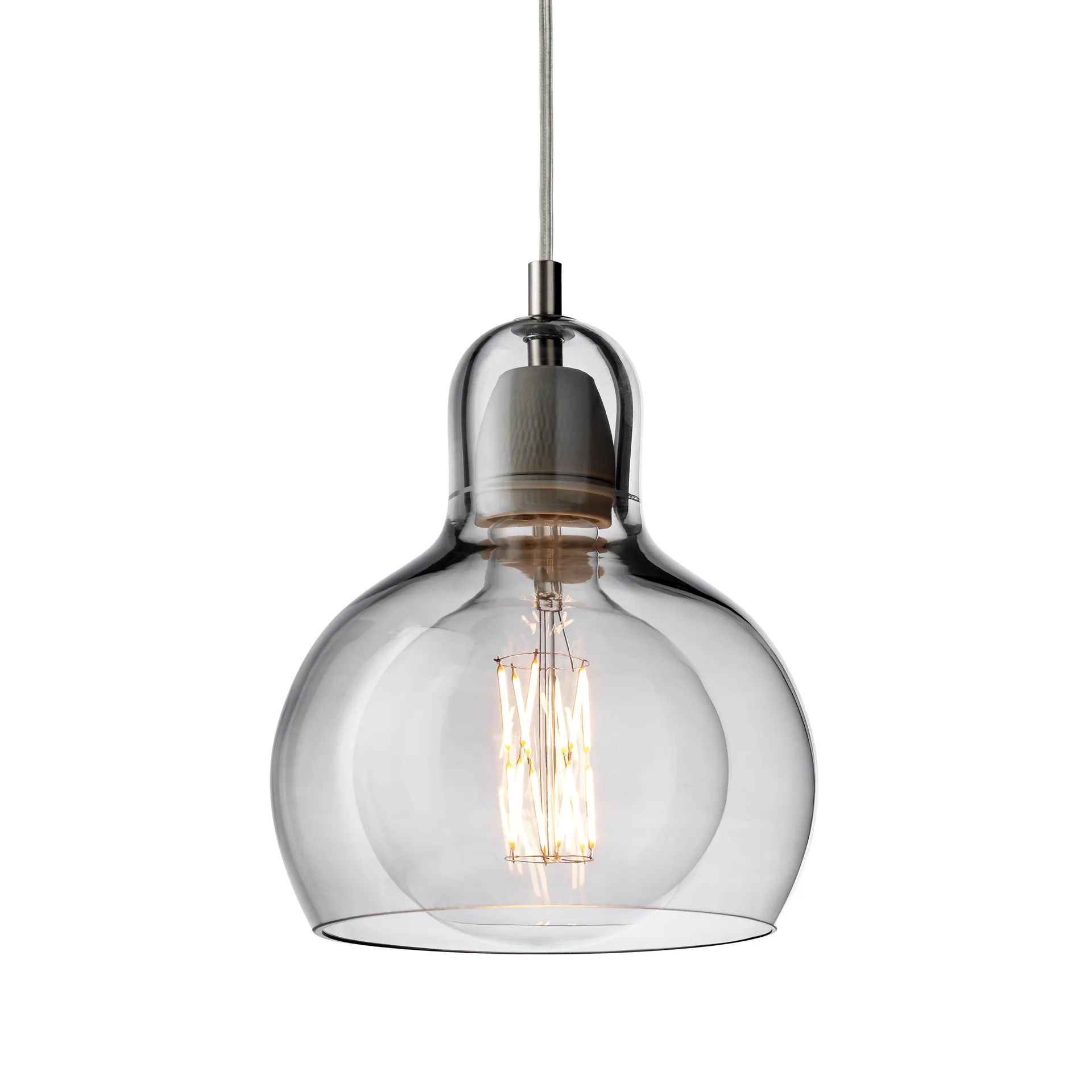 Lámpara techo Mega Bulb, Silver-cable transparente &Tradition
