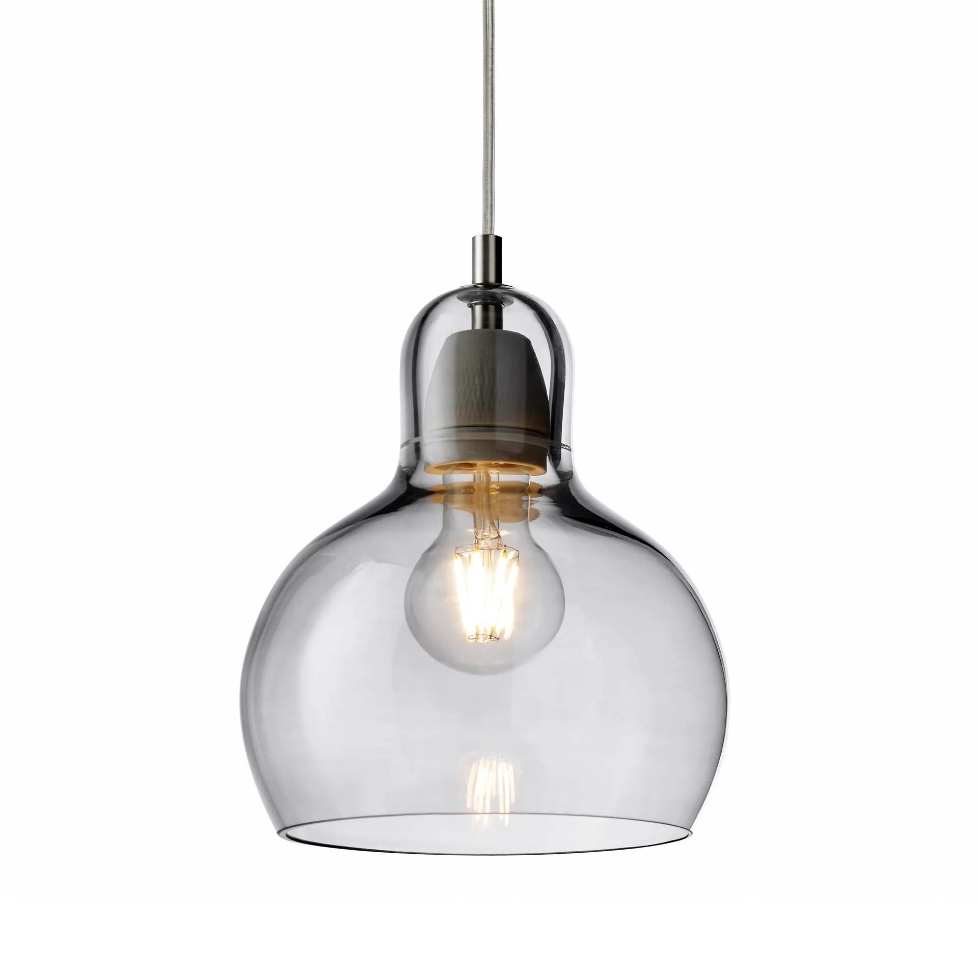 Lámpara techo Mega Bulb, Silver-cable transparente &Tradition