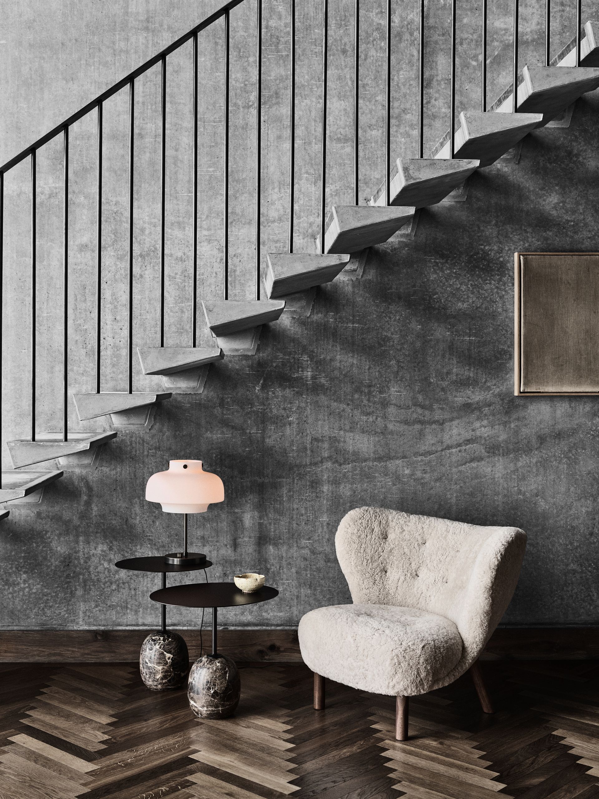 Lato Mesa LN8, Warm black-Emparador marble &Tradition