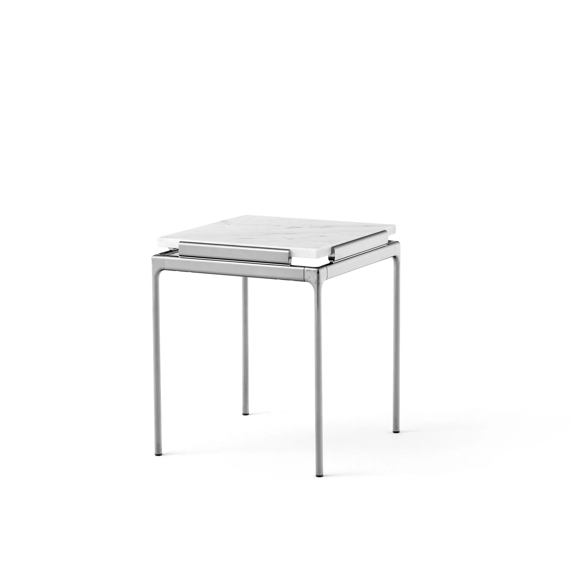 Mesa auxiliar Sett LN11, Bianco carrara-dark chrome &Tradition