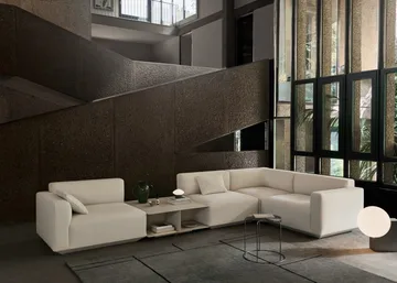 Mesa de centro Develius EV3 - Steel ivory, Ø89 × 40 cm - &Tradition