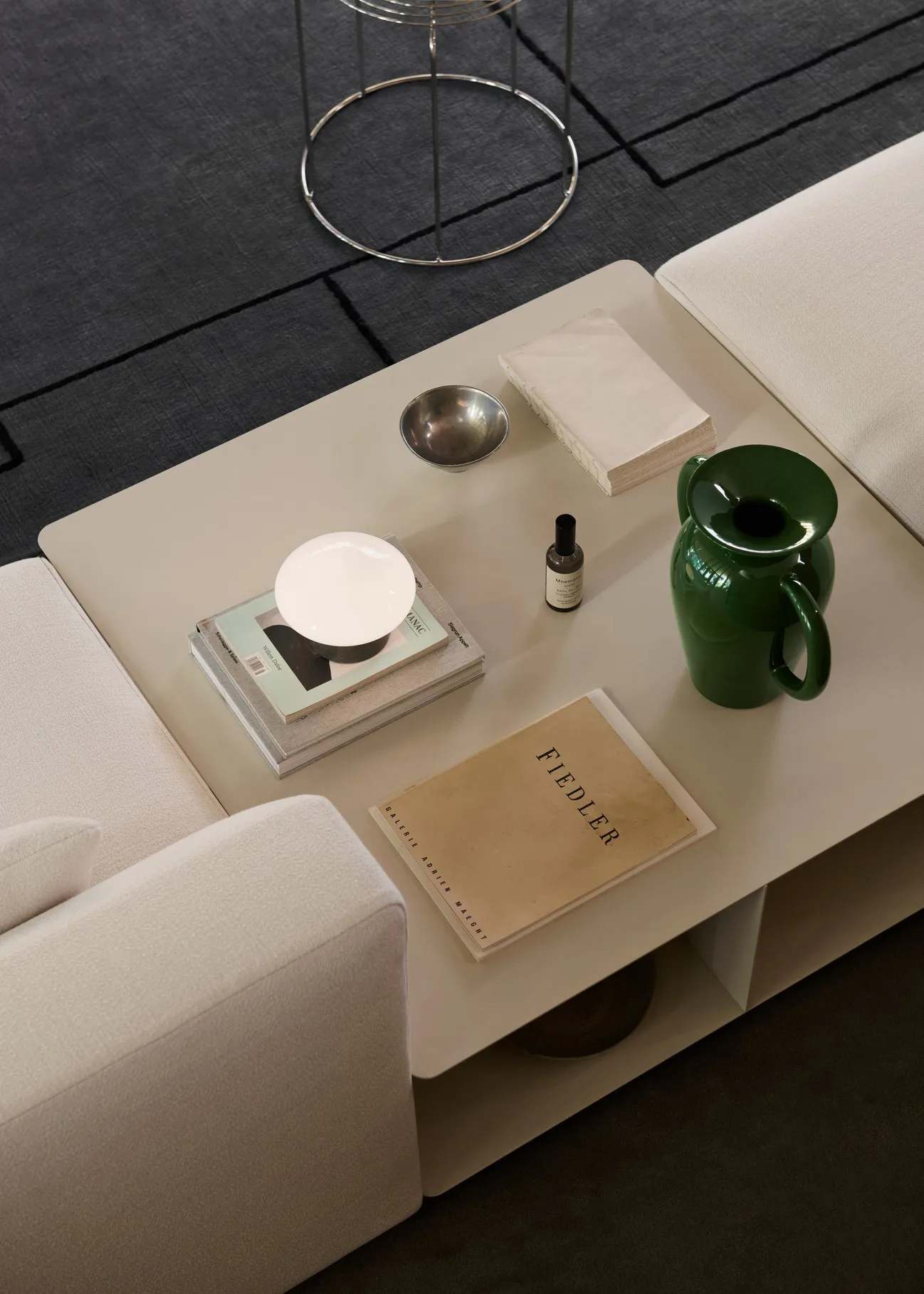 Mesa de centro Develius EV3, Steel ivory, Ø89 × 40 cm &Tradition