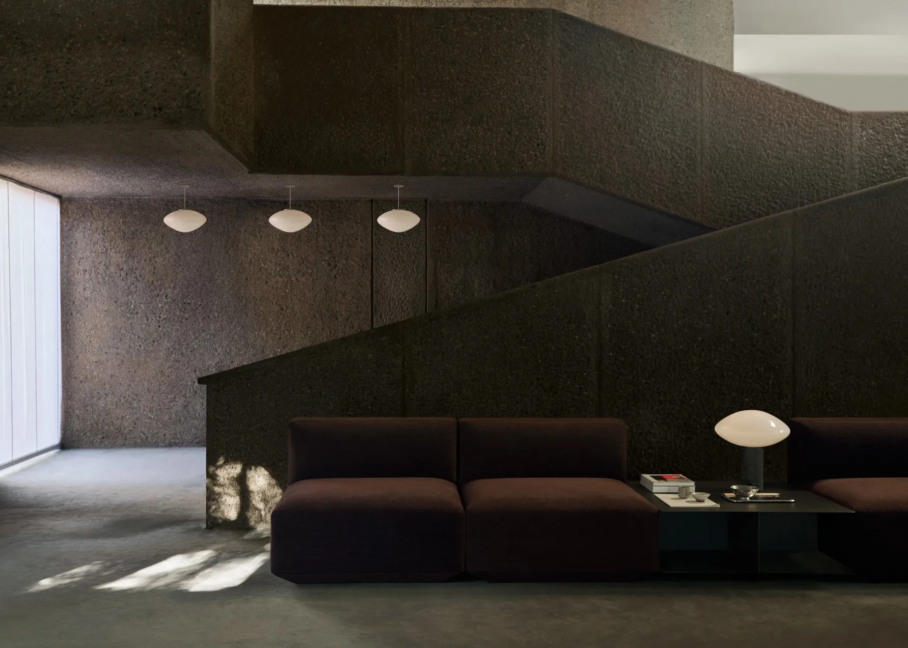 Mesa de centro Develius EV3, Steel stone grey, Ø89 × 40 cm &Tradition