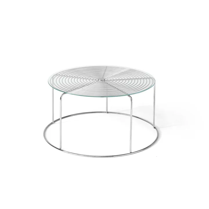Mesa de centro Wire VP17 - Acero inoxidable-cristal, Ø74x36 cm - &Tradition