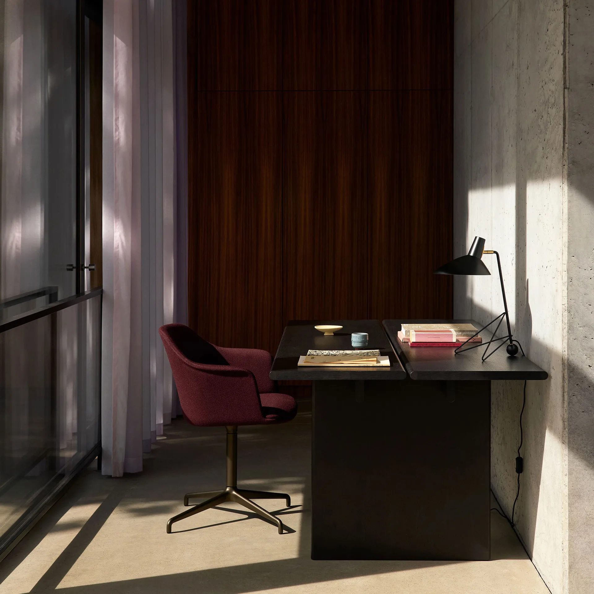 Mesa de comedor Ita OS1 con gestión de cables 95x200 cm, Dark stained oak &Tradition