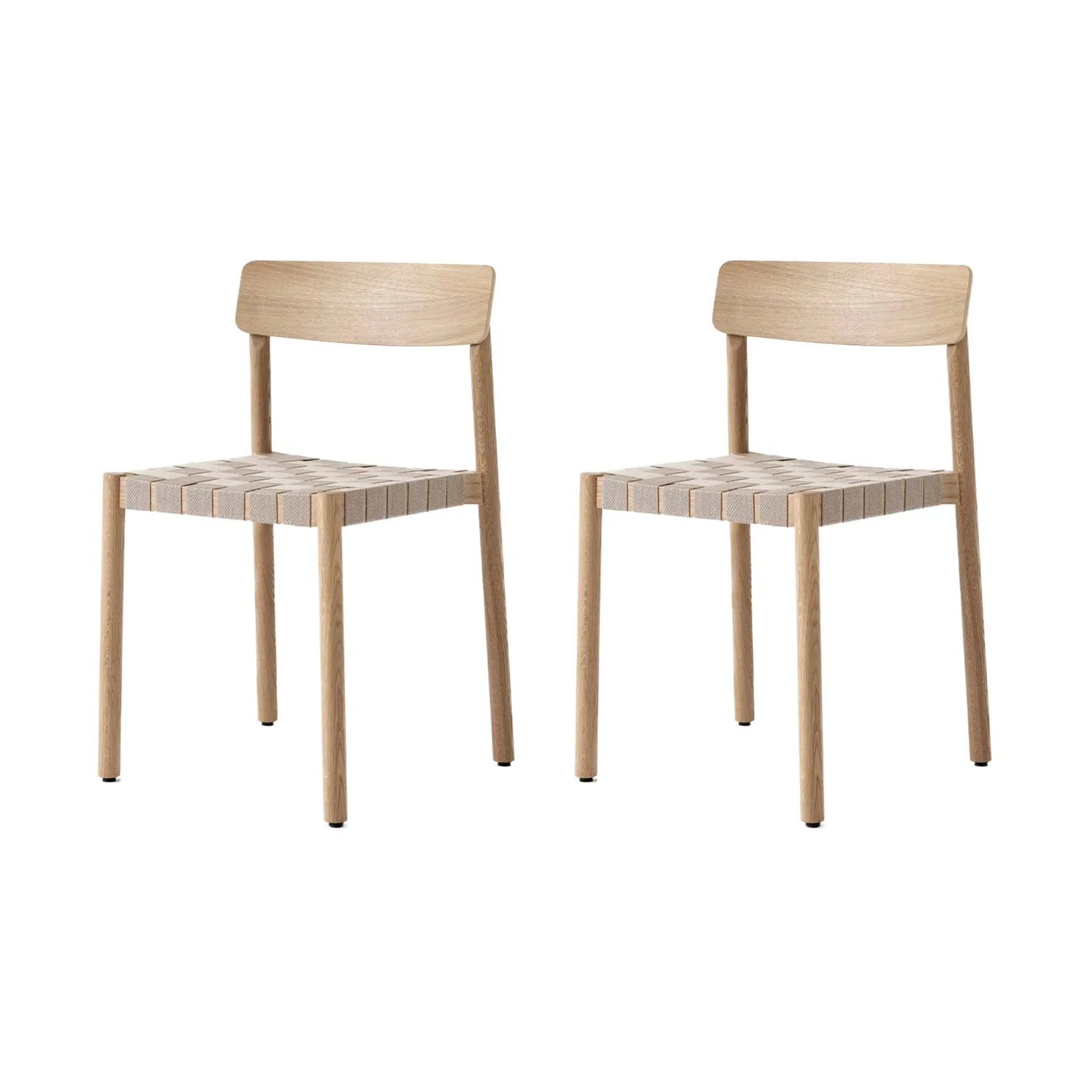 Silla Betty TK1, Roble-natural asiento trenzado en lino, pack de 2,  &Tradition