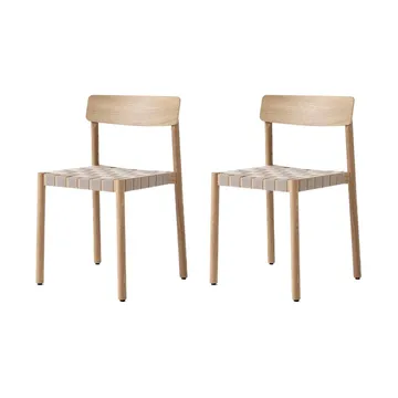 Silla Betty TK1, Roble-natural asiento trenzado en lino, pack de 2 - &Tradition