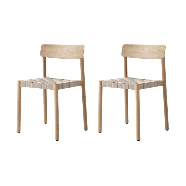 Silla Betty TK1, Roble-natural asiento trenzado en lino, pack de 2 - &Tradition