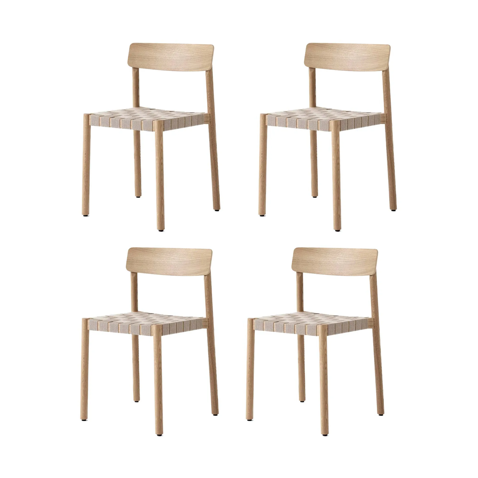 Silla Betty TK1, Roble-natural asiento trenzado en lino, pack de 4,  &Tradition